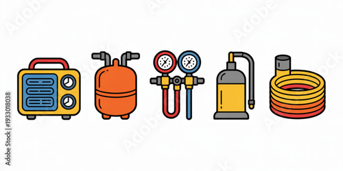 A vibrant assortment of diverse food items and a school bus Vector