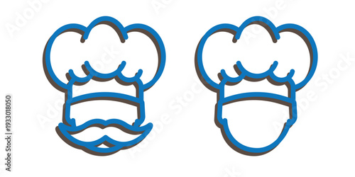 Set of two baker icons in line style, isolated on transparent background with editable stroke. Perfect for restaurant, catering, culinary, bakery and kitchen design projects.