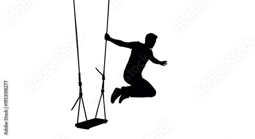 Sports silhouette of a man on a swing