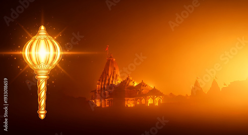 Hanuman Jayanti Luminous Gada Spiritual Background