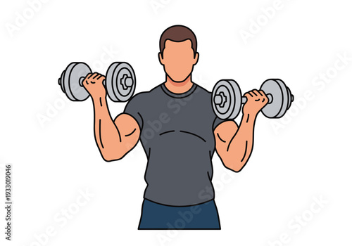 Man lifting dumbbells for bicep workout.
