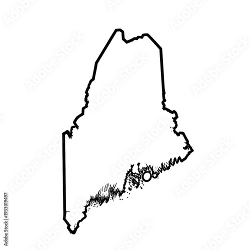 Map of maine state in usa isolated on transparent background
