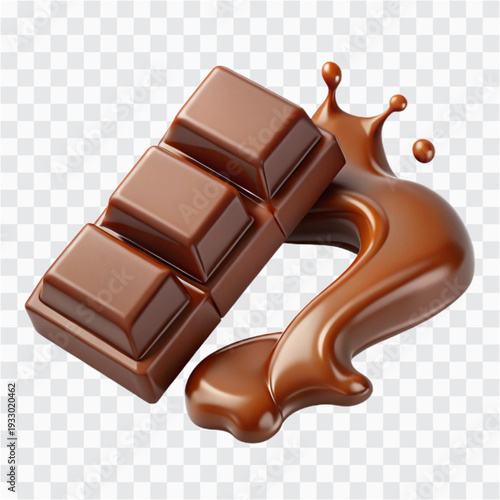 3D Breaking Chocolate | Chocolate Bar Split, Sweet Dessert Icon