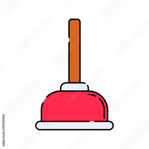 Plunger flat design style cleaning tool symbolizing bathroom maintenance ideal for household utilities and cleaning illustrations