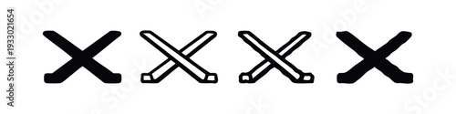 Flat hand-drawn X mark icons set, delete or cancel symbols.