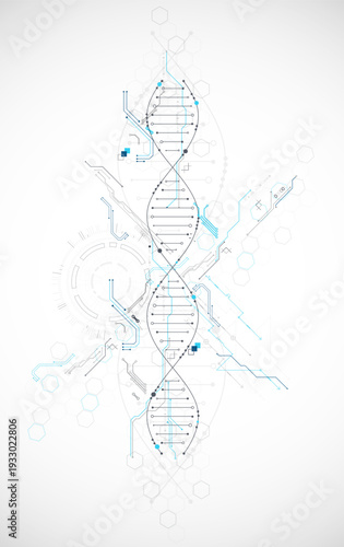 Scientific and technological background. Abstract image of DNA molecule. Vector illustration.