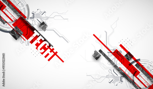 Stylized view of gears integrated with microcircuits. Concept of combining mechanics and electronics.