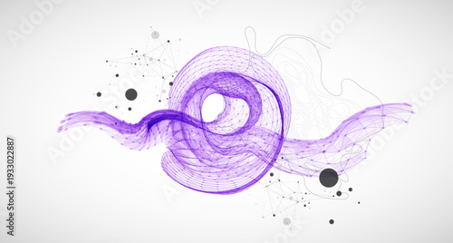 The abstract wave is made in a frame style. Template for science and technology presentation.