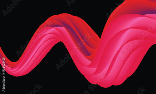Crimson Flow: A vibrant, abstract digital art piece showcasing a smooth, flowing, crimson ribbon-like shape gracefully swirling against a deep, contrasting backdrop.