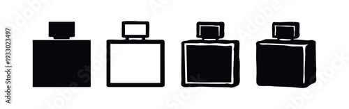 Flat Perfume Bottle Icons Set for Fragrance, Cologne and Cosmetic Products