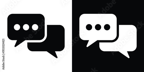 Outline vector icon of two speech bubbles representing dialogue and conversation. Clean linear design for messaging apps, social media interaction, and digital communication symbols.