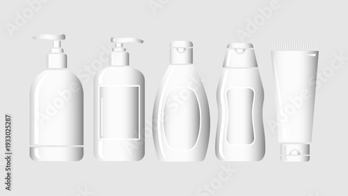 White cosmetic bottle mockup set for skincare and beauty products