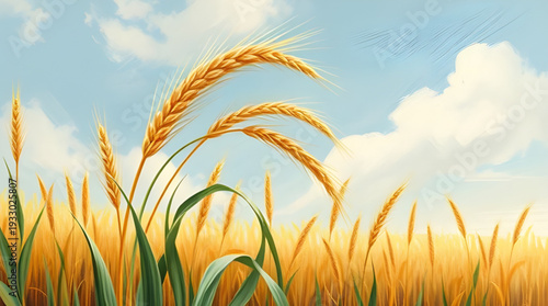 wheat, ears, grain, cereal, harvest, agriculture, farm, farming, field, rural, countryside, nature, crop, plant, golden, yellow, oilpainting, artwork, art, canvas, texture, brushstroke, fineart, class