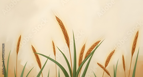 wheat, ears, grain, barley, rye, cereal, harvest, agriculture, farming, field, rural, countryside, nature, crop, plant, golden, oil, painting, artwork, art, canvas, texture, brushstroke, fineart, clas