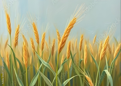 wheat, ears, grain, barley, rye, cereal, harvest, agriculture, farming, field, rural, countryside, nature, crop, plant, golden, oil, painting, artwork, art, canvas, texture, brushstroke, fineart, clas