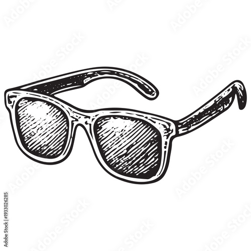 Stylish Sunglasses Fashion Accessory Vintage Hand Drawn Engraving Illustration
