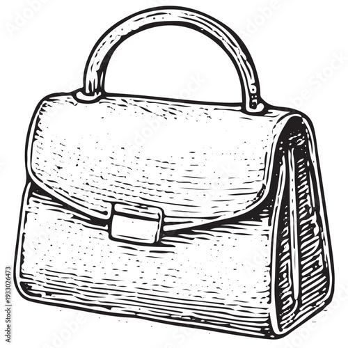 Luxury Handbag Fashion Accessory Vintage Hand Drawn Engraving Illustration
