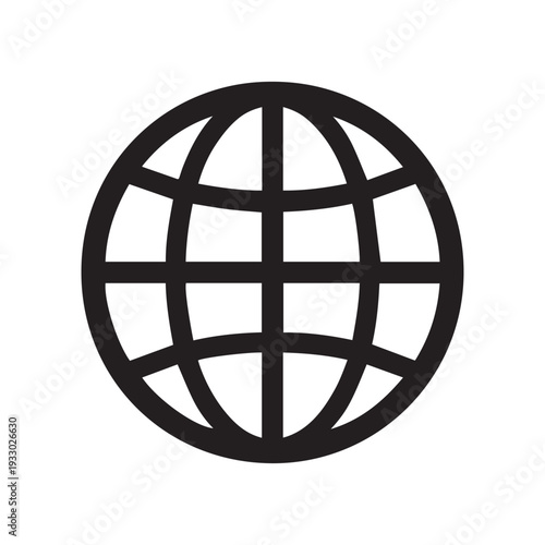 Globe Icon with Grid Pattern — Global Connectivity Symbol