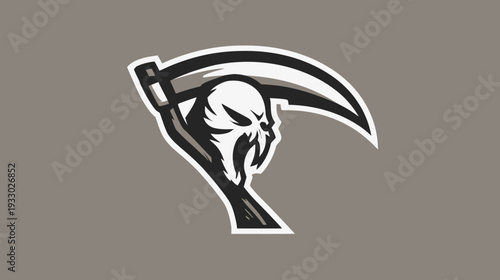 Grim reaper skull silhouette with scythe vector illustration design