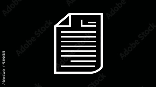 Document icon illustration on black background for design and business concept