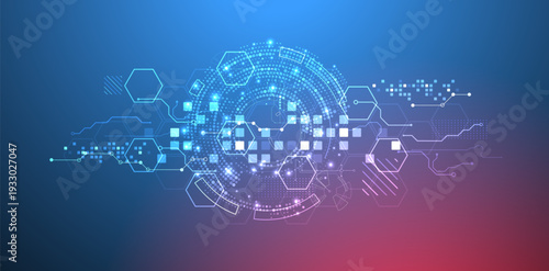 Abstract background. Scientific and technological concept with the use of technical elements formed in the shape of a circle. Vector
