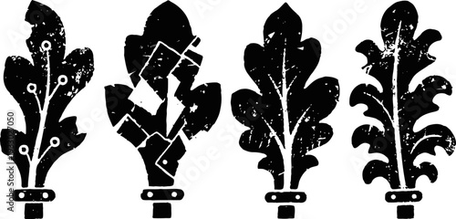 Decorative fleur de lis designs set of four stylized black ornamental fleur de lis silhouettes vintage shapes and detailing