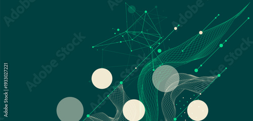 The abstract wave is made in a frame style. Template for science and technology presentation.