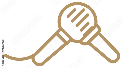 Outline vector icon of two microphones, ideal for audio recording, podcasting, broadcasting, music, communication, or live event graphics.