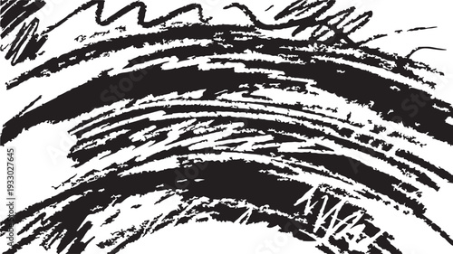 High-contrast reversible black ink brush strokes and messy scribbles on a white background, creating a raw, distressed, and artistic grunge texture.