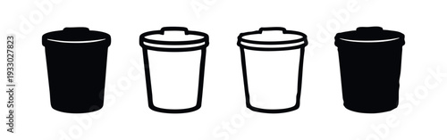 Water filter cartridge or cylindrical filter icon set in various styles.