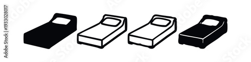 Minimalist Bed Icon Set in Black and White