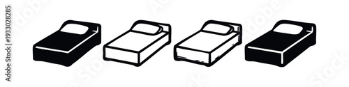 Simple Black and White Bed Icons Collection
