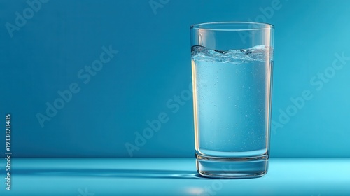 Clear glass of water on a solid monochrome background with soft natural light and minimal clean composition.