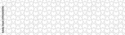 Jigsaw puzzle seamless pattern with interlocking pieces in vector line art format. Geometric outline puzzle shapes perfect for game backgrounds, templates, graphic design, projects, templates