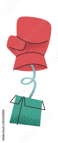 Boxing glove prank toy sticker