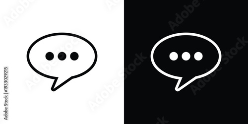 Thin line vector icon of an oval speech bubble with three dots. Minimalist communication symbol for typing, commenting, and instant messaging interfaces for web and mobile applications.