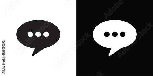 Solid vector icon of overlapping speech bubbles with ellipsis. Professional communication symbol for chat, messaging, and digital dialogue in flat black and white styles for UI design
