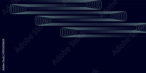 Modern dark blue abstract horizontal banner background with glowing geometric lines.Suitable for covers, brochures, presentations, flyers. vector