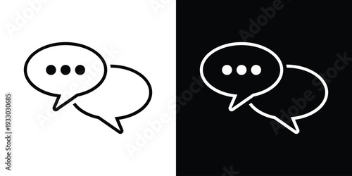 Thin line vector icon of an oval speech bubble with three dots. Minimalist communication symbol for typing, commenting, and instant messaging interfaces for web and mobile applications.