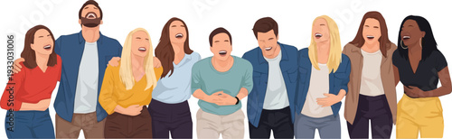 Diverse group of people standing together in a friendly manner, showcasing unity and togetherness in a casual outdoor setting.