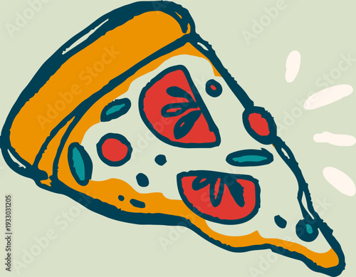 Italian pizza slice hand drawn