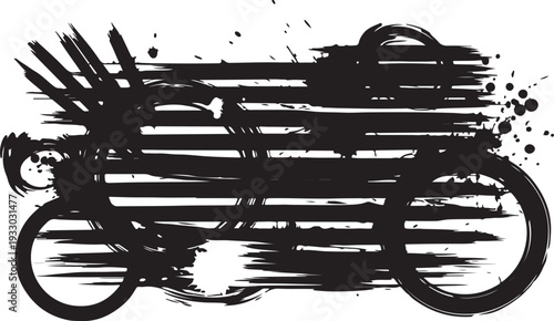 High-contrast reversible abstract compositions featuring horizontal grunge brush strokes, splatters, and circular outlines in monochrome on white background.