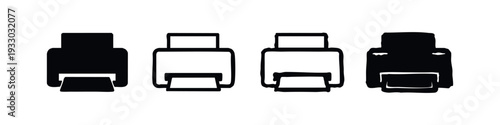 Office Printer Device Front View Doodle Icon Set