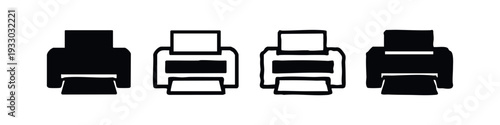 Office Printer Device Front View Doodle Icon Set