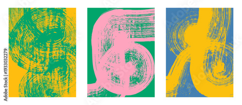Set of abstract backgrounds. Colorful brush strokes, patterns, posters, cover.