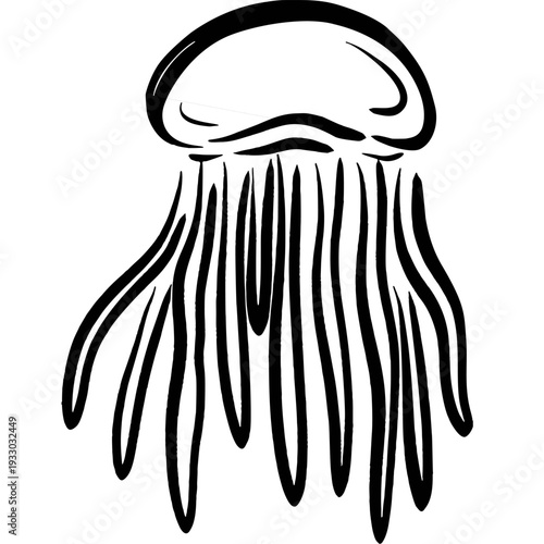 Hand Drawn Jellyfish Illustration - Cute Marine Life Medusa Doodle Clipart