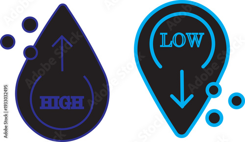 Low and high cholesterol icon vector .cholesterol icon with Low and high