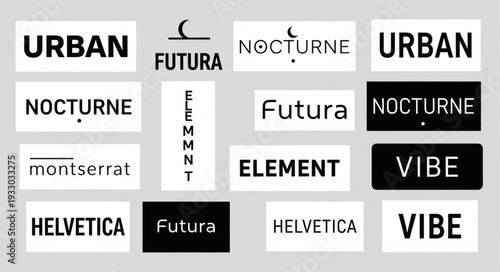 Various typography examples showcasing different fonts and styles for design inspiration and branding.