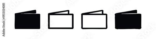 Hand-drawn style open book icons from the front, representing education and knowledge on white background