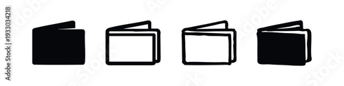 Front-facing open book icons in a hand-drawn cartoon style, symbolizing learning and stories on white background